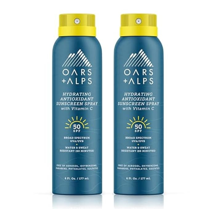 Oars + Alps Hydrating SPF 50 Sunscreen Spray, Infused with Vitamin C and Antioxidants, Water and ... | Amazon (US)