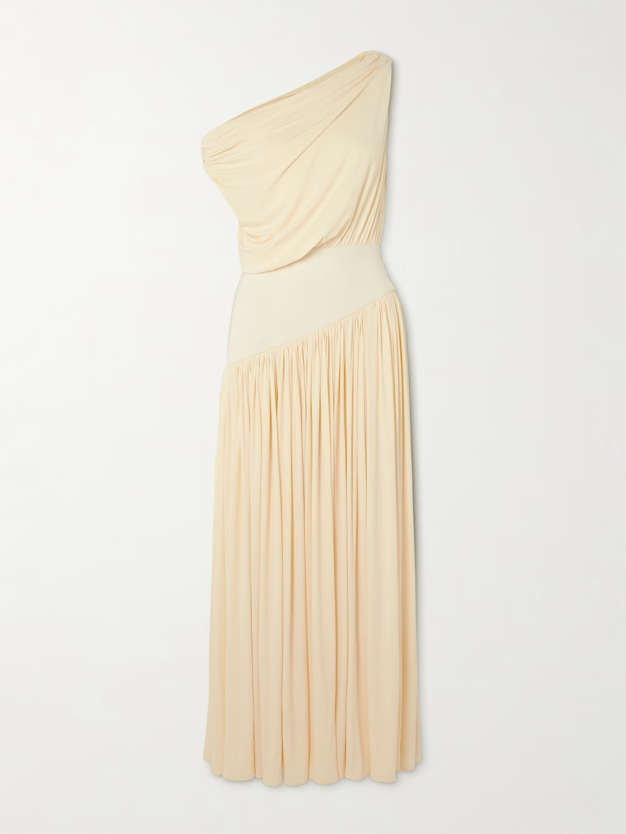 One-shoulder asymmetric draped jersey-trimmed stretch-bamboo maxi dress | NET-A-PORTER (UK & EU)