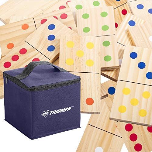 Triumph 28-Piece Wood Lawn Outdoor Large-Format Domino Set Includes Storage Carry Bag | Amazon (US)