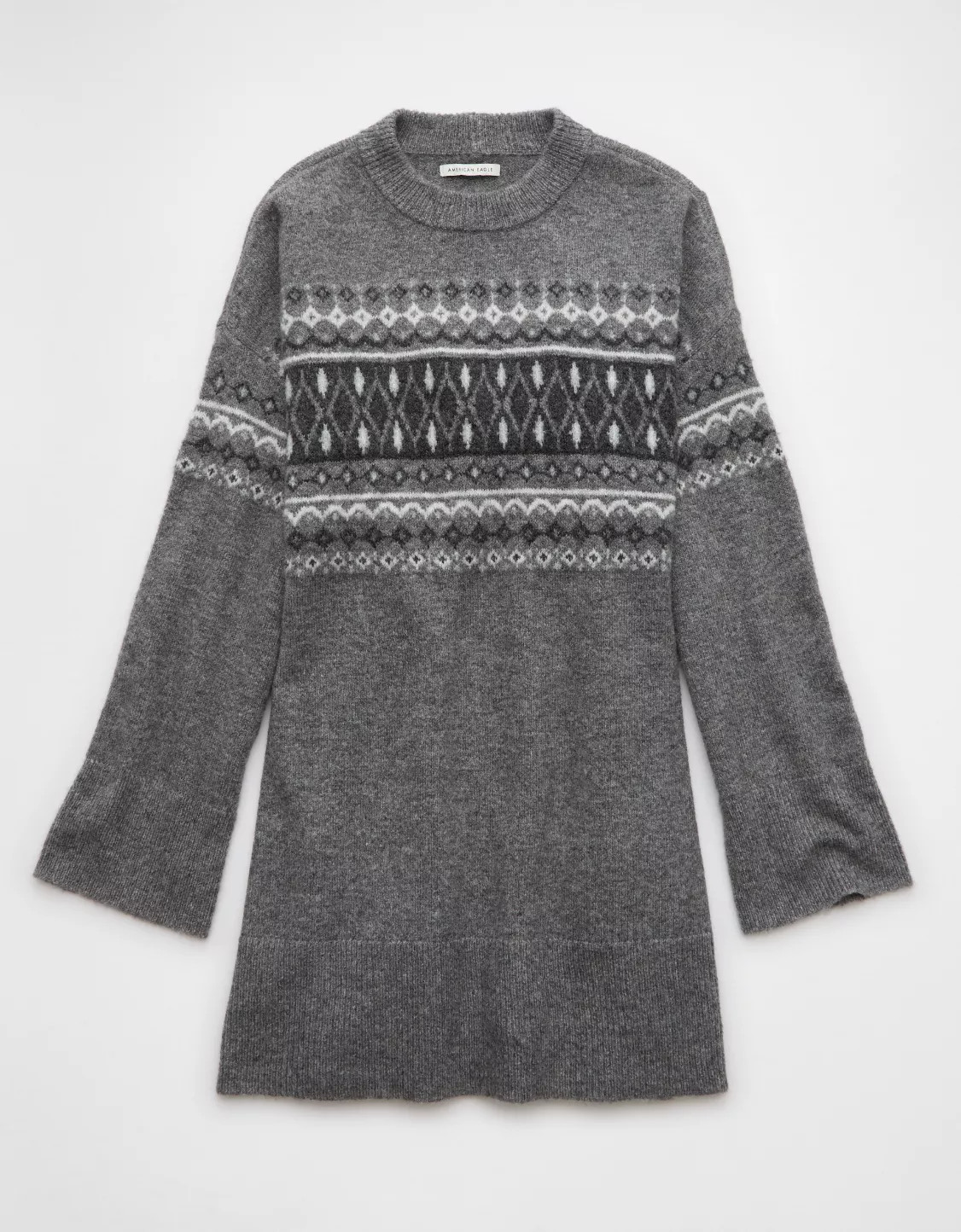AE Crew Neck Fair Isle Sweater Mini Dress | American Eagle Outfitters (US & CA)