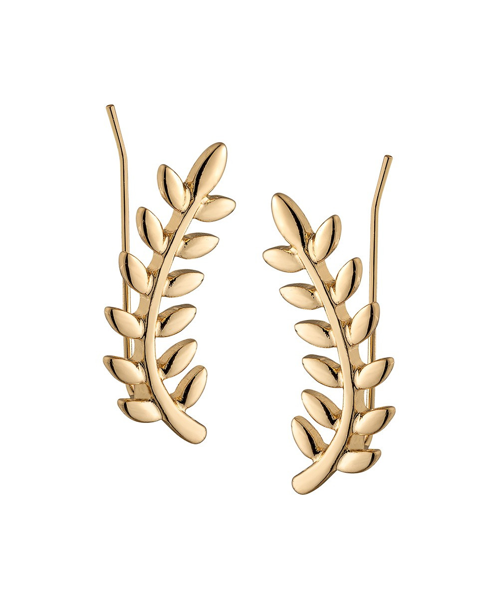 Limoges Jewelry Women's Earrings GOLD - Goldtone Leaf Crawler Earrings | Zulily