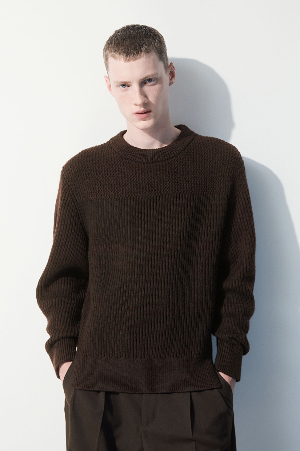 THE PANELED WOOL SWEATER - DARK BROWN MÉLANGE - Knitwear - COS | COS (US)