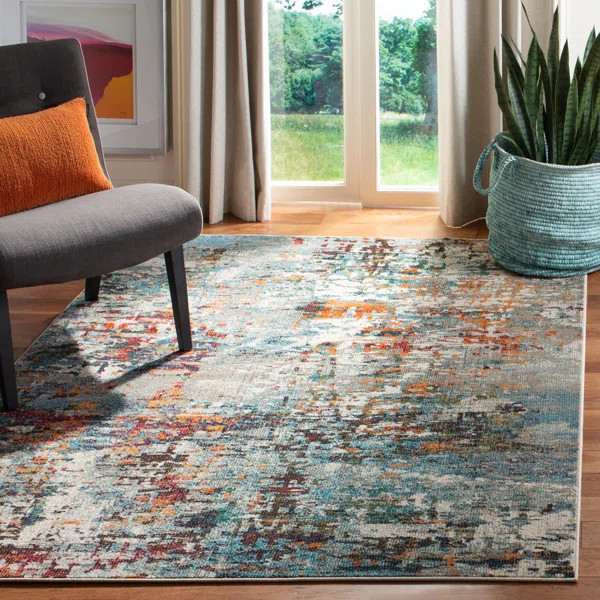 Neasa Gray/Blue/Orange Rug | Wayfair North America