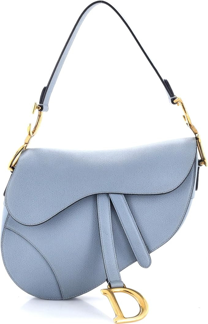 Amazon.com: Dior, Pre-Loved Saddle Handbag Leather Medium, Blue : Amazon Luxury | Amazon (US)