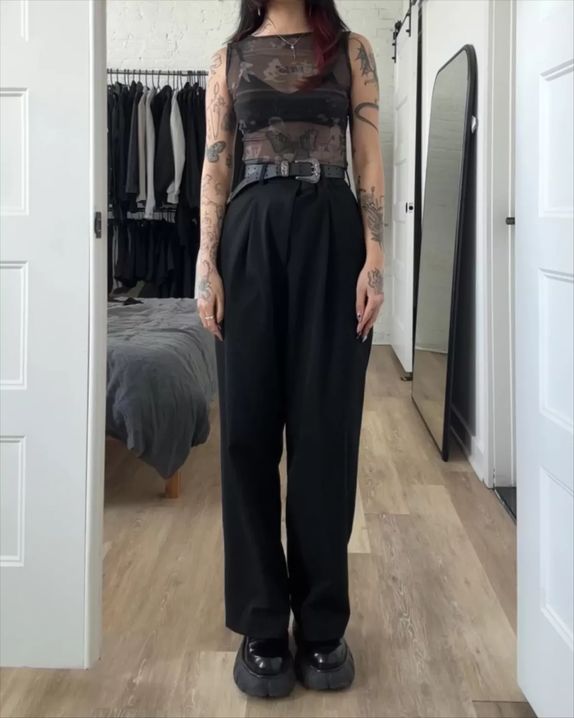 Wide-Fit Pleated Pants