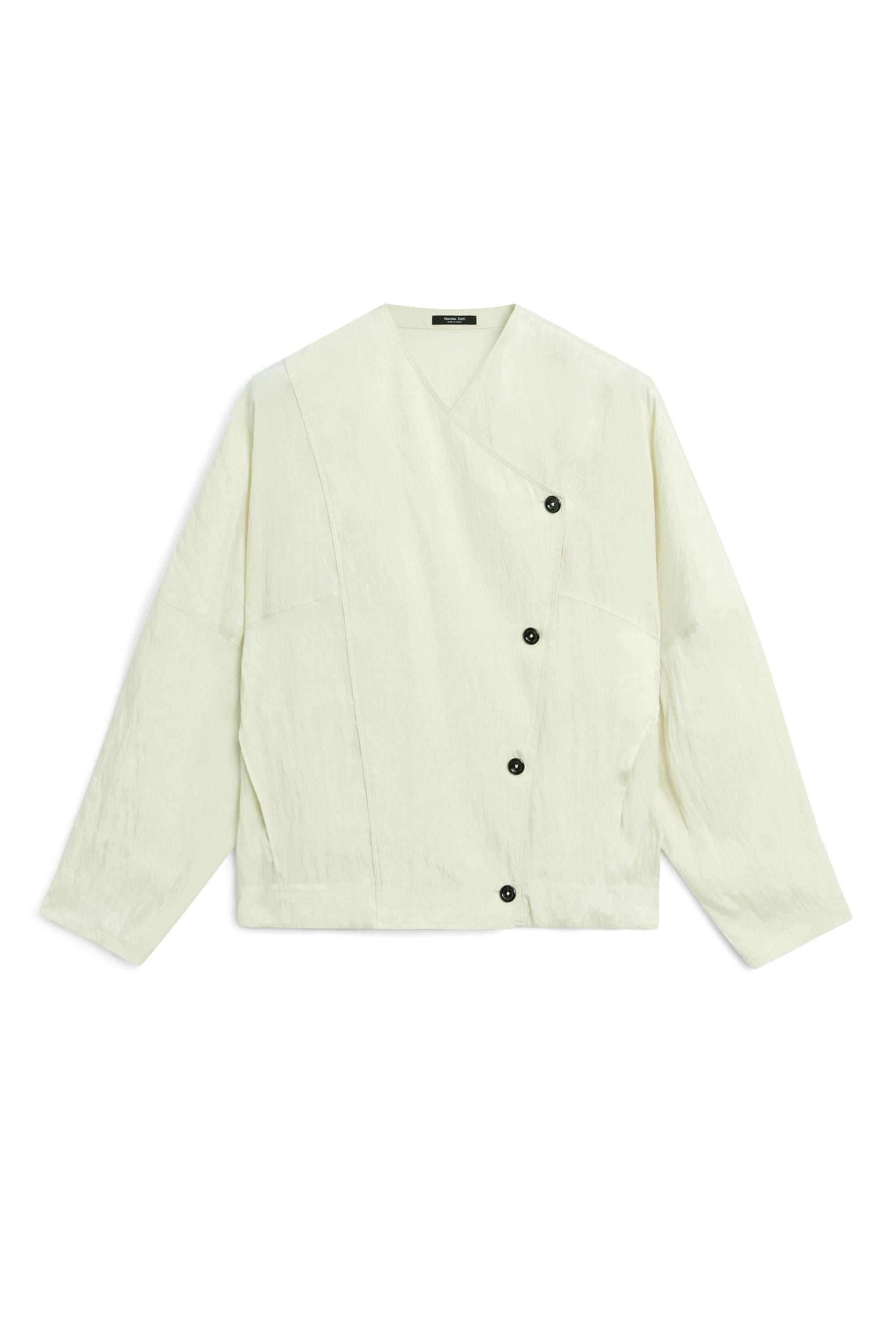 Soepelvallende overslagblouse met knoopdetail - PASTELGR | Massimo Dutti NL