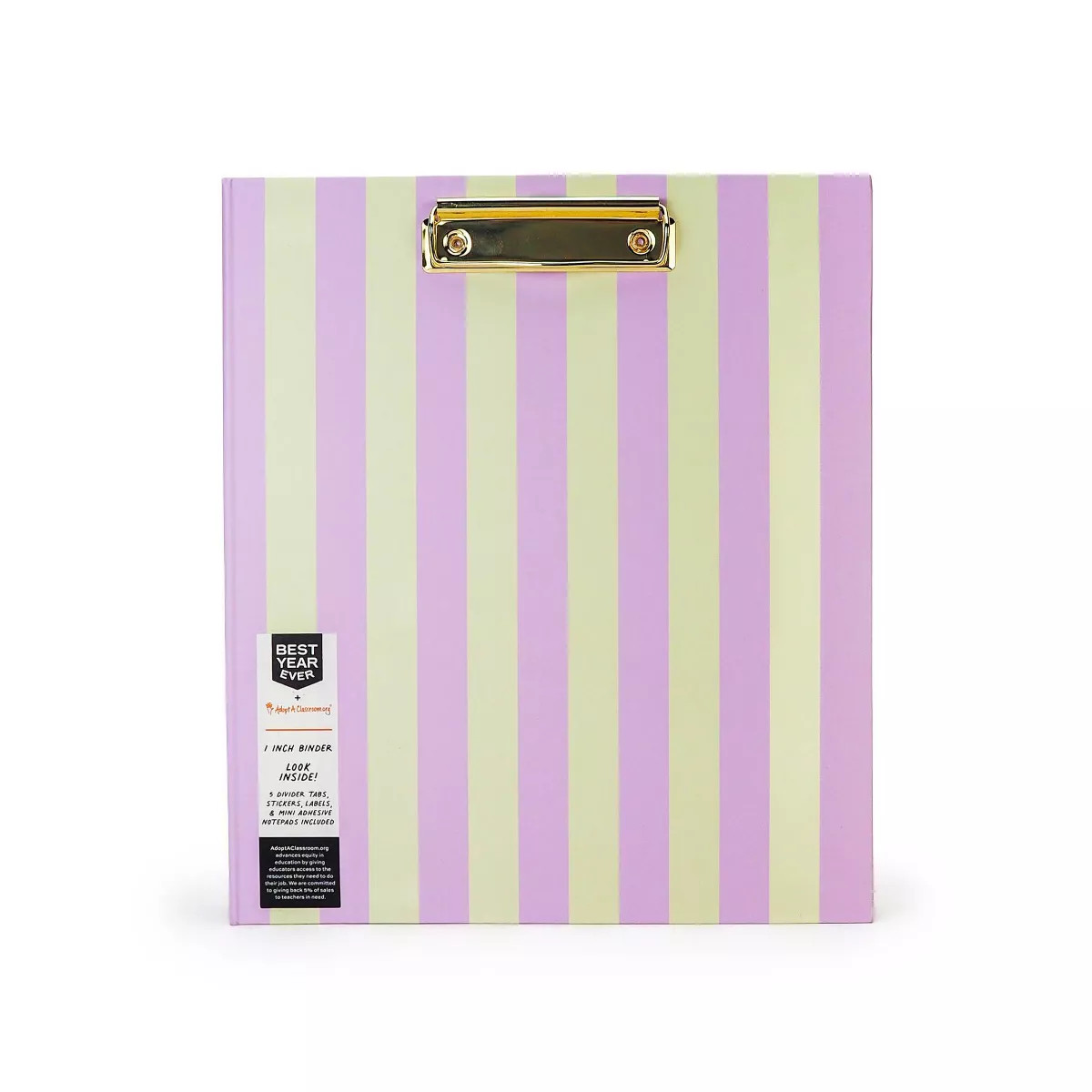 Best Year Ever 1" 3 Ring Binder Tan/Purple Stripes | Target