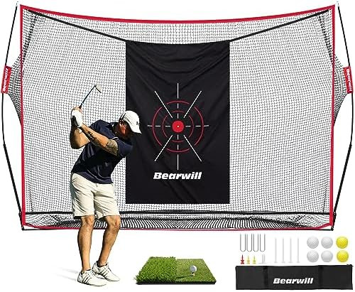 Bearwill Golf Net, 10x7ft Heavy Duty Golf Practice Nets with Mat, Target Cloth, 8 Tees, 6 Balls, ... | Amazon (US)