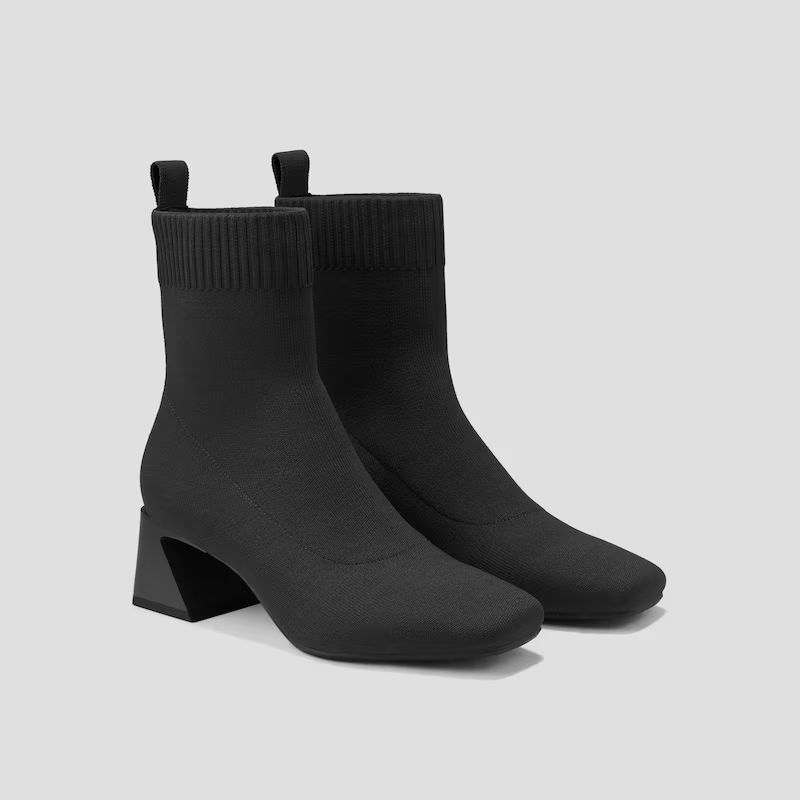 Square-Toe Water-Repellent Heeled Boots (Regina Pro) | VIVAIA