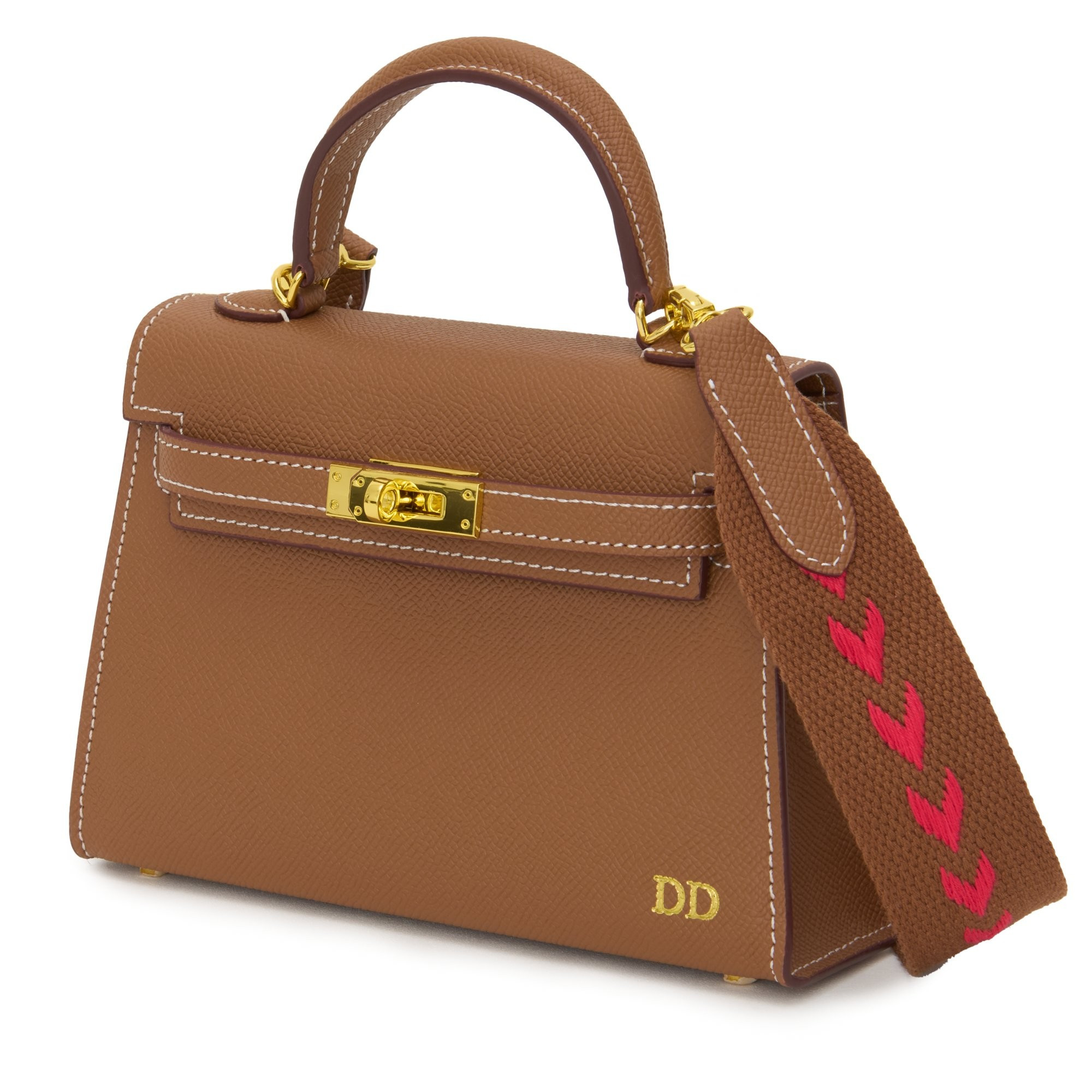 Lily and Bean Hettie Mini Bag - Tan with Initials with fabric Patterne | Lily and Bean