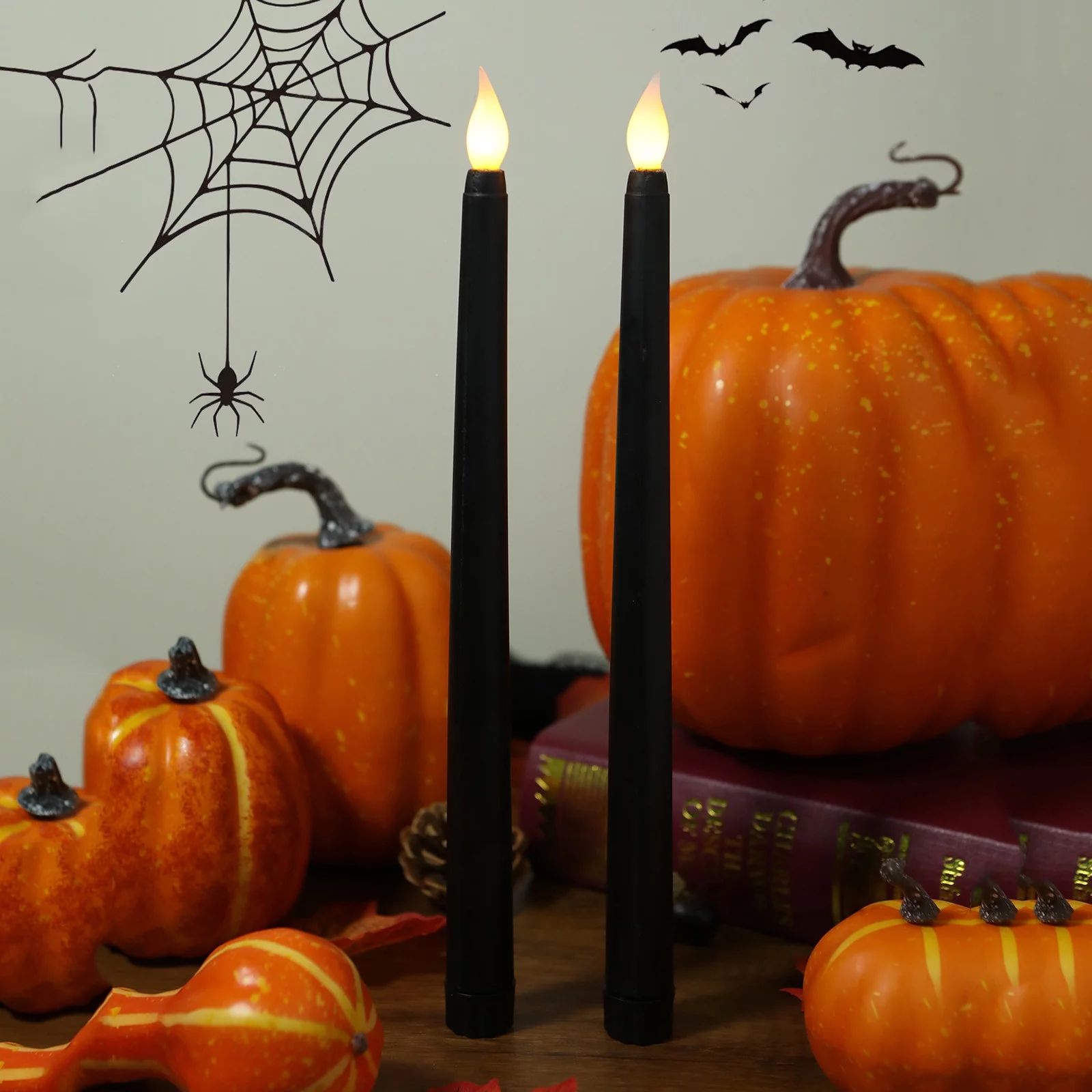 Ozmmyan Halloween Garland Black Flameless Candles 2-Pack,Blinking Realistic LED Battery Powered D... | Walmart (US)