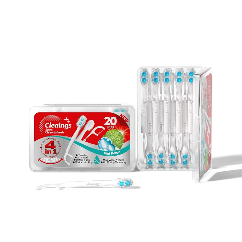 cleaings® Disposable Toothbrushes with Toothpaste - 4-in-1 Mini Travel Toothbrushes, Built-in To... | Amazon (US)