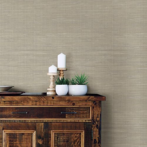 NuWallpaper NUS2215 Wheat Grasscloth Peel & Stick Wallpaper, Neutral | Amazon (US)