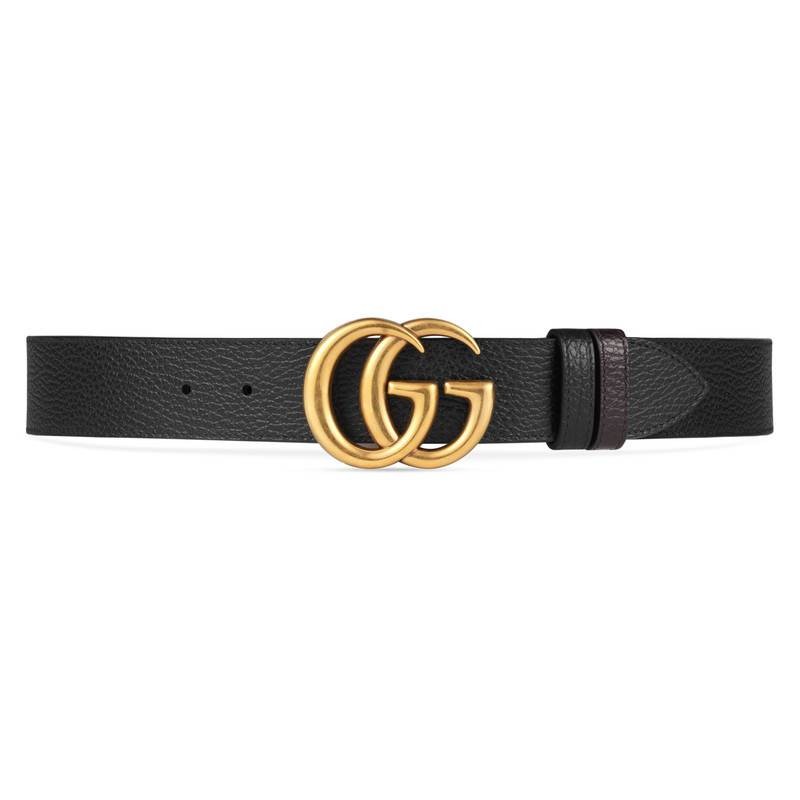 Reversible leather belt with Double G buckle | Gucci (US)