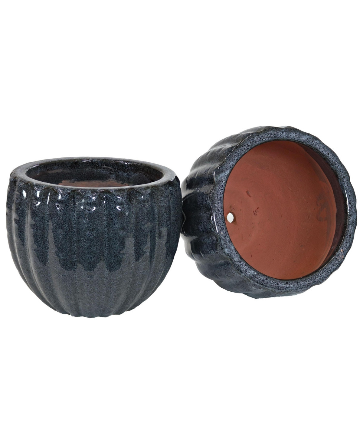Round Ceramic Planter - Black Mist - 10" - Set of 2 - Black | Macy's