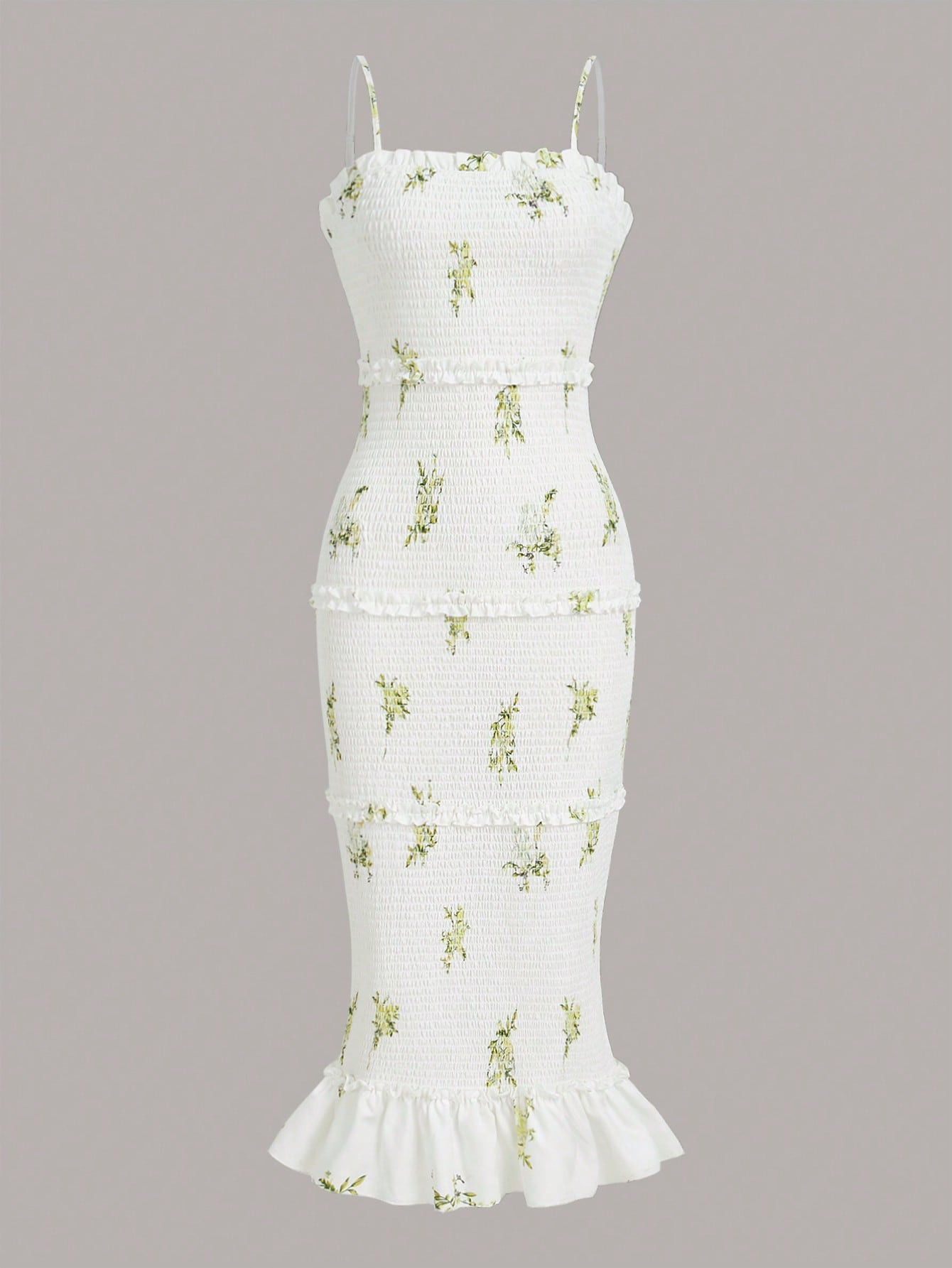 SHEIN MOD Floral Print Frill Trim Mermaid Hem Cami Dress | SHEIN