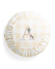 18in Embroidered Letter Round Buttercup Gingham Pillow | TJ Maxx