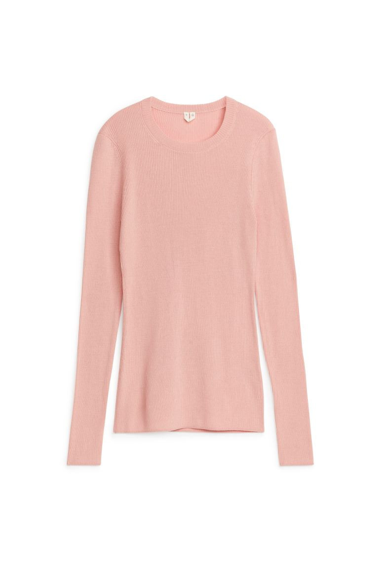 Rippstrick-Oberteil aus Merinowolle - Rosa - Ladies | H&M DE | H&M (DE, AT, CH, NL, FI)