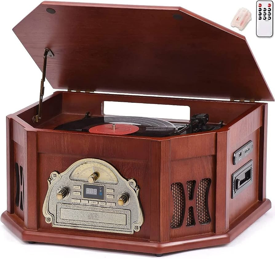 ORCC 10-in-1 Record Player, Nostalgic Turntable for Vinyl Record with Bluetooth, 2 Built-in Speak... | Amazon (US)