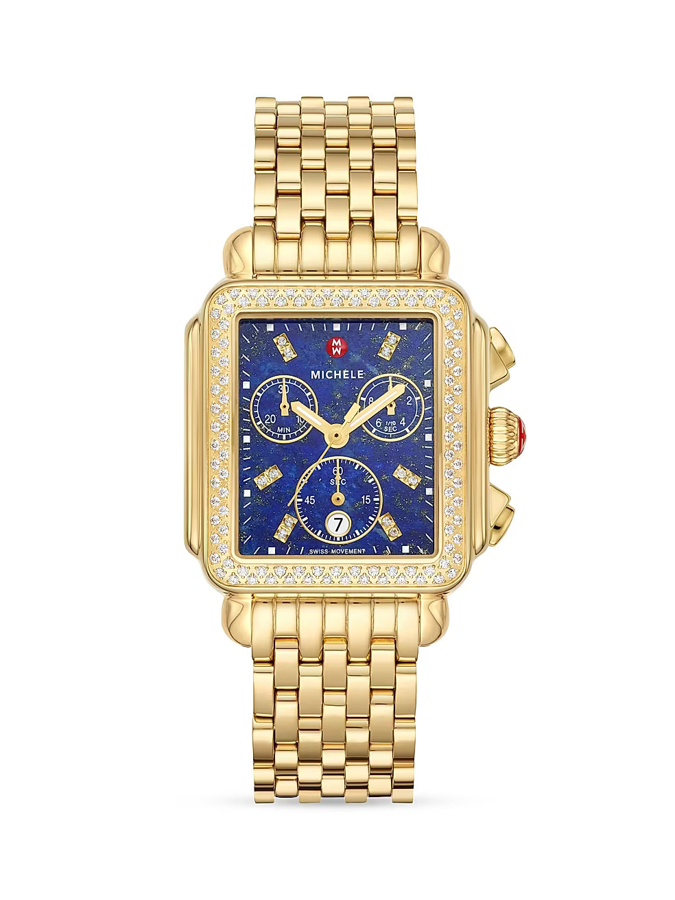 Deco 18K-Gold-Plated, Lapis Lazuli, & Diamond Chronograph Watch | Saks Fifth Avenue