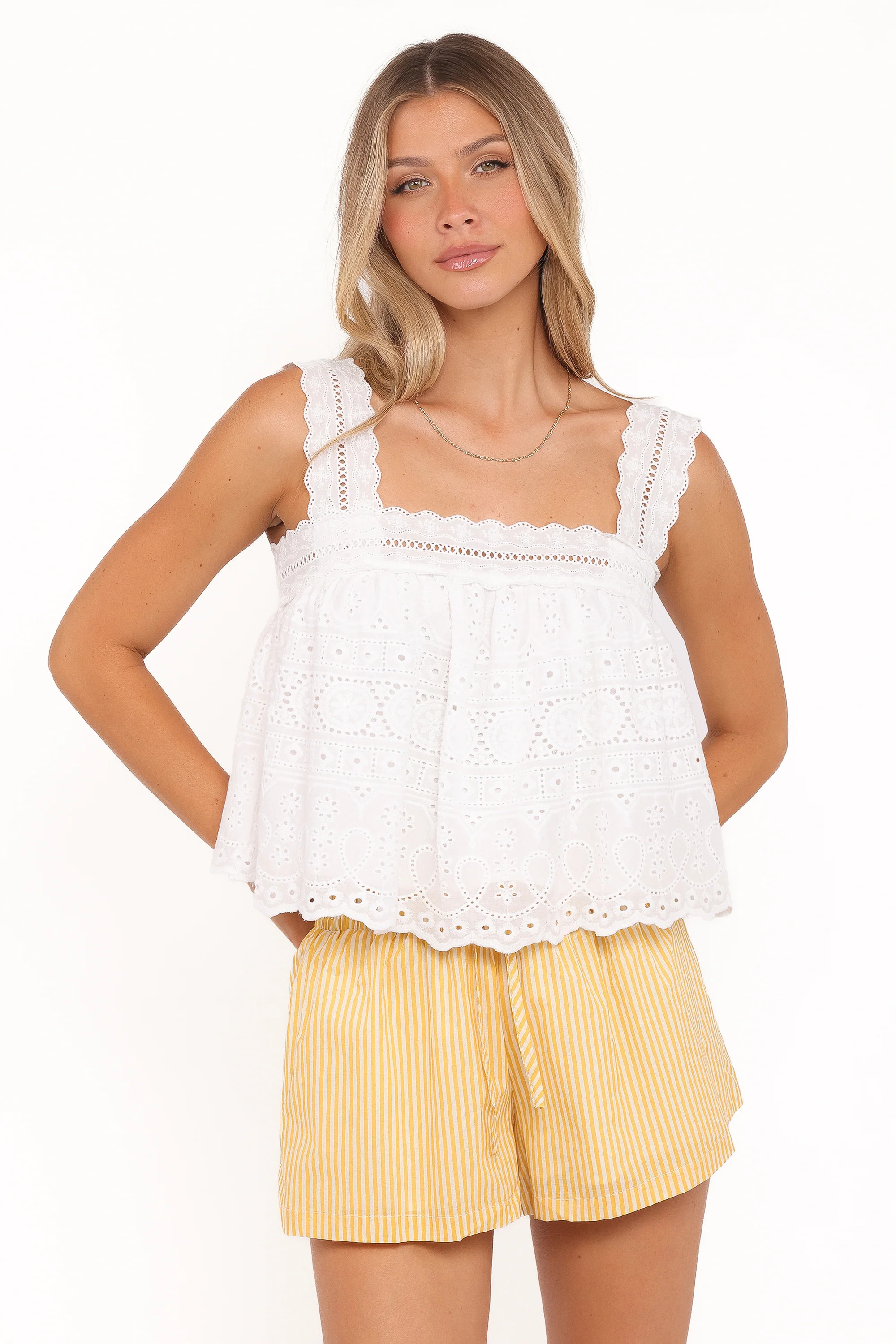 Aideen Eyelet Top - White | Petal & Pup (US)