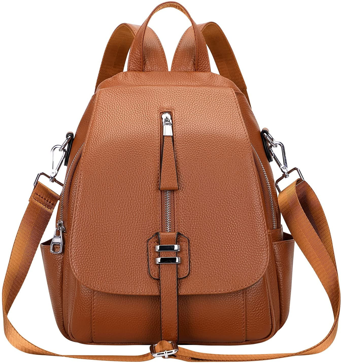 ALTOSY Fashion Leather Backpack Purse for Women Shoulder Bag with Flap S85 Brown | Walmart (US)