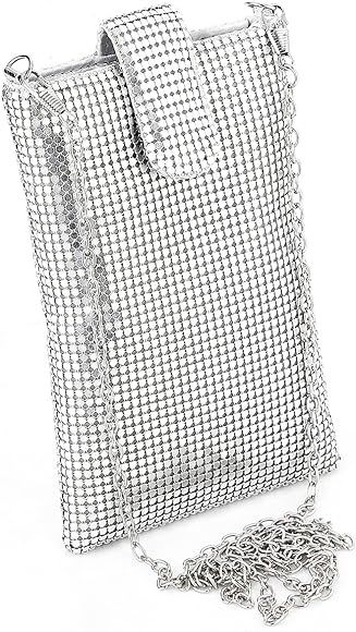 JUANALINE Evening Handbags Clutch Purses for Women Metal mesh Small Crossbody Bag Cell Phone Purs... | Amazon (US)