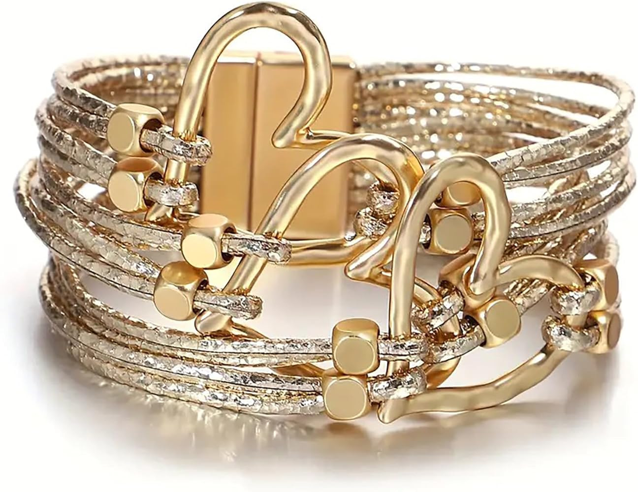 Fesciory Leather Wrap Bracelets for Women, Boho Leopard Multi-Layer Crystal Beads Cuff Bracelet J... | Amazon (US)