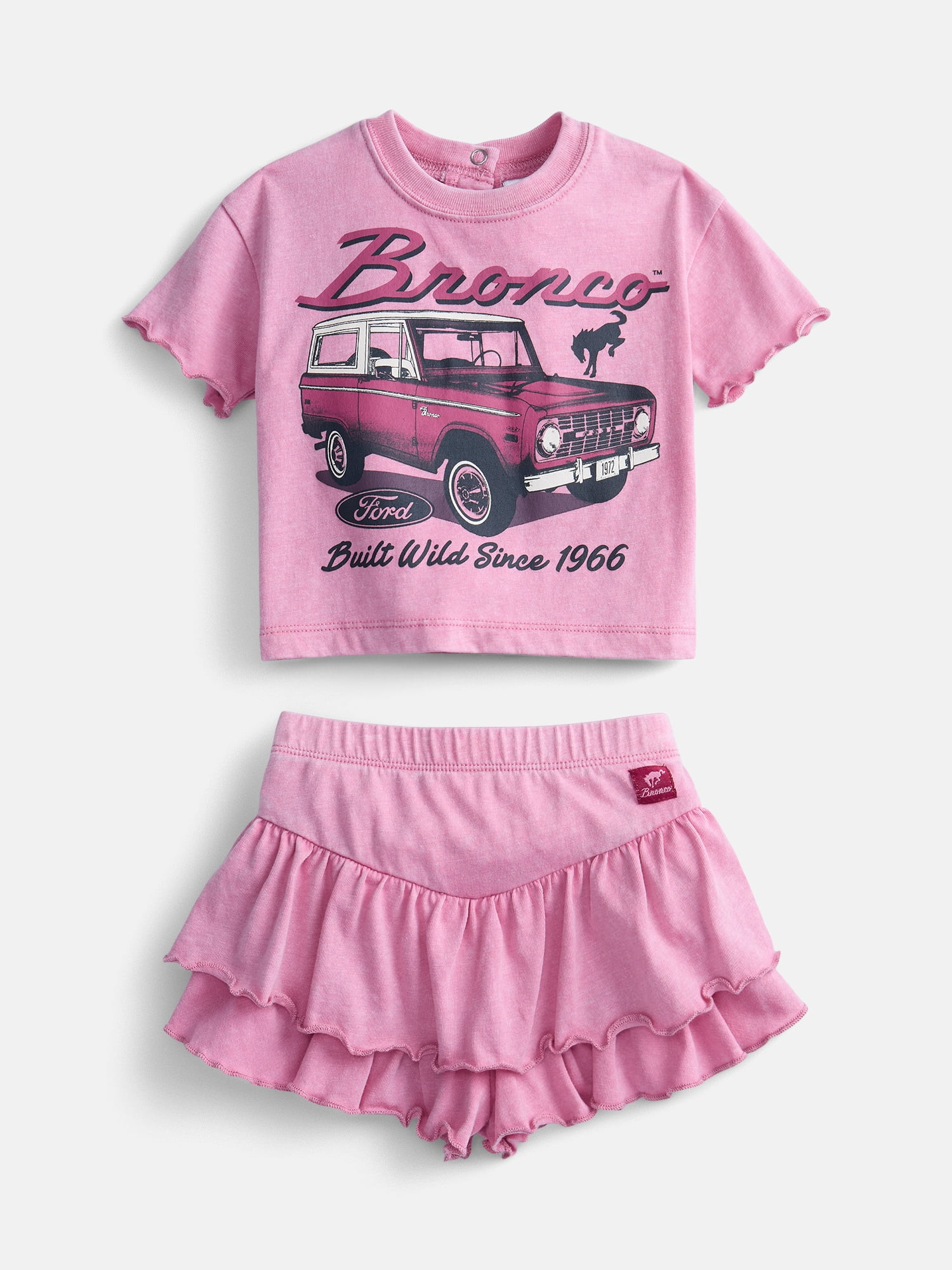 Bronco Baby Girls Mineral Wash Graphic Tee and Skort Set, 2-Piece, Sizes 0/3M-6/9M | Walmart (US)