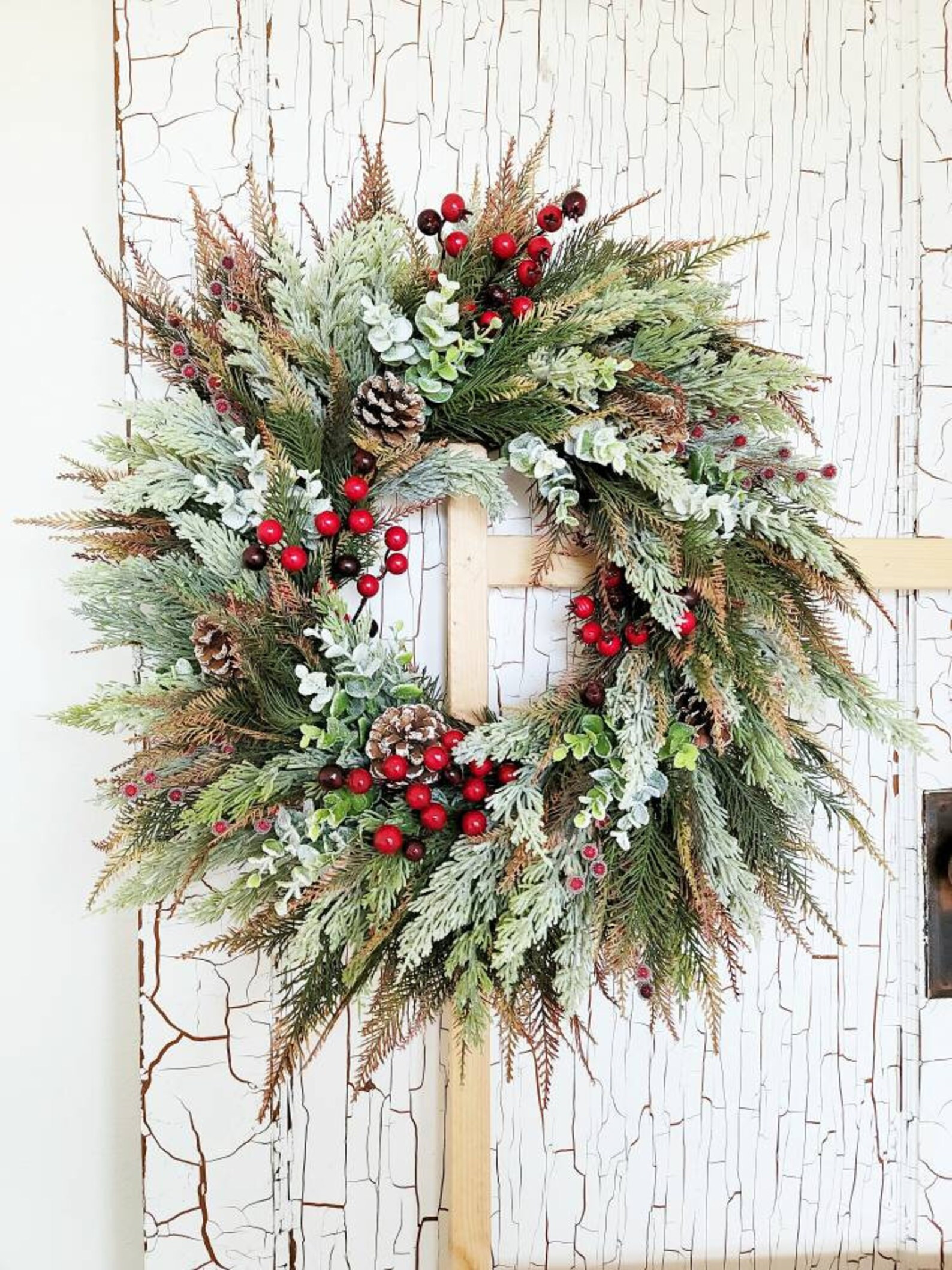 Christmas Wreath for Front Doortraditional Red and Green - Etsy | Etsy (US)