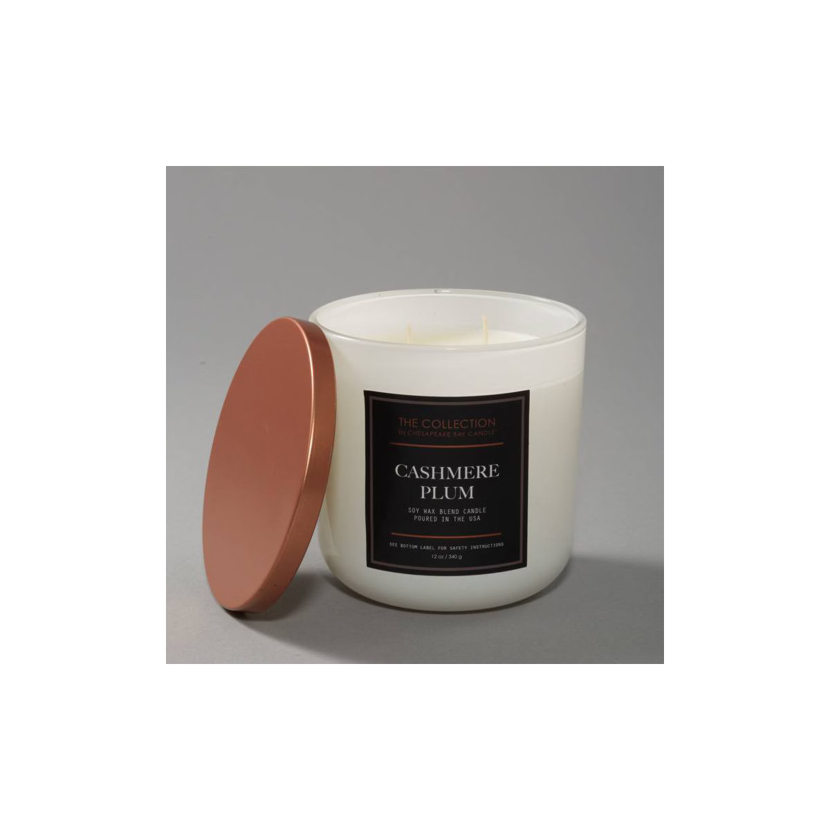 2-Wick White Glass Cashmere Plum Lidded Jar Candle 12oz - The Collection By Chesapeake Bay Candle | Target