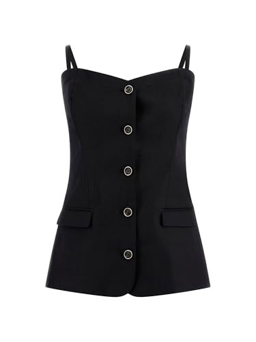GUESS Women's Eco Sleeveless Isabeau Corset Top, Jet Black | Amazon (US)