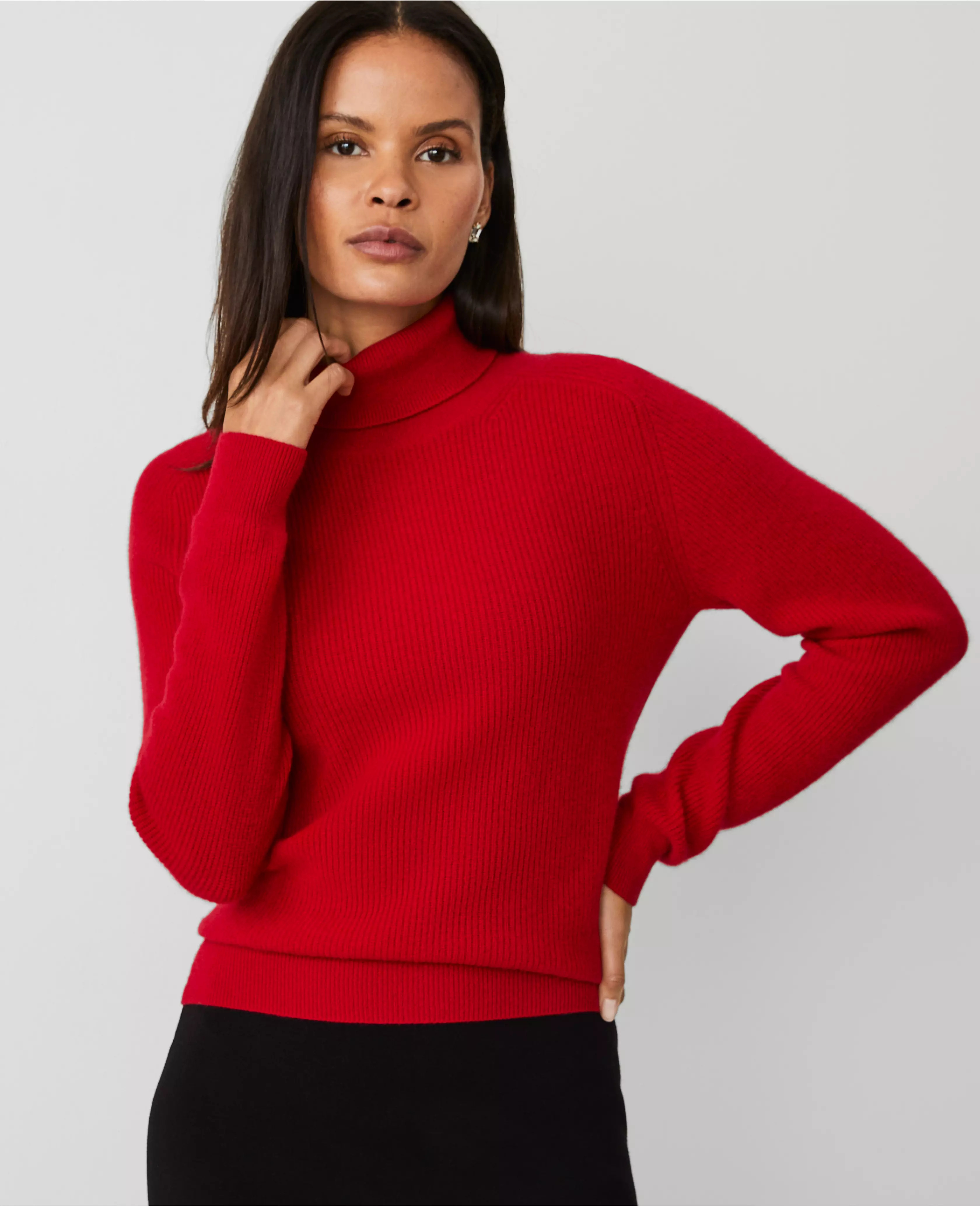 Cashmere Ribbed Turtleneck Sweater | Ann Taylor