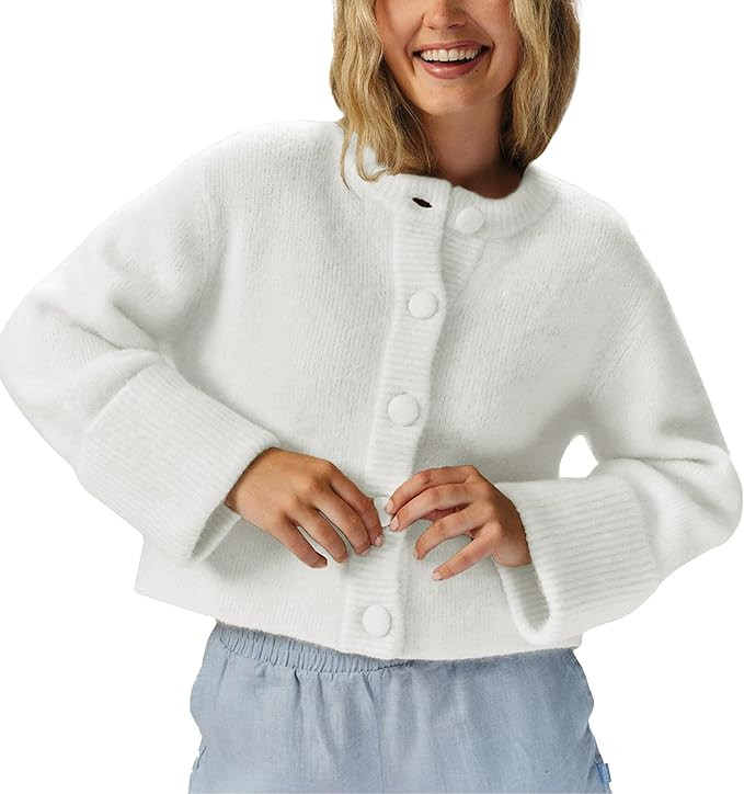 Women's Cardigans Lightweight Button Sweaters Casual High-Folded Sleeve Knit Jacket Cozy Fashion ... | Amazon (US)