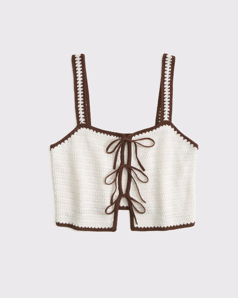 Women's Crochet-Style Tie-Front Tank | Women's Tops | Abercrombie.com | Abercrombie & Fitch (US)