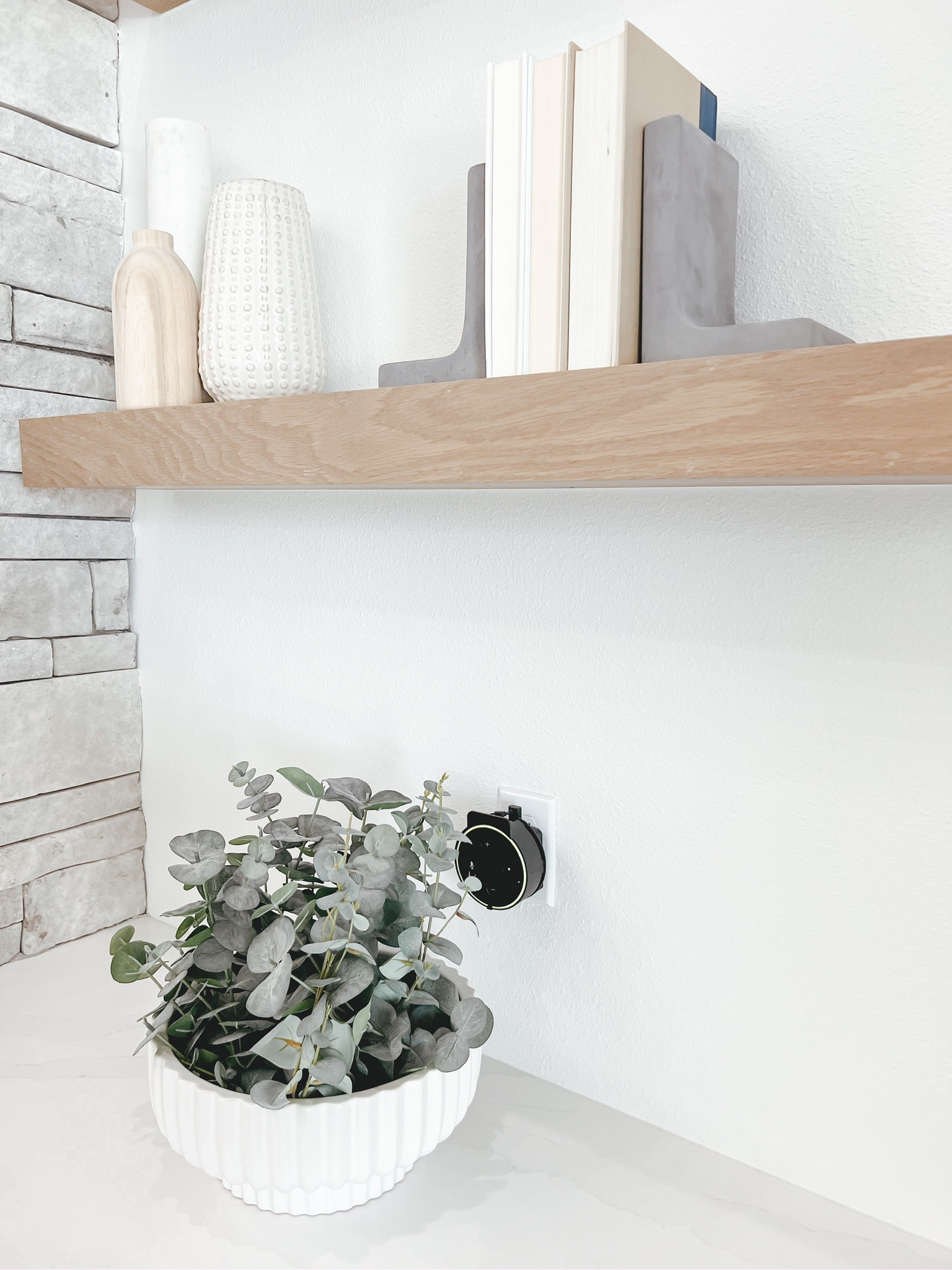 Love both of these items! Concrete book ends really elevate the design of an area. Have an echo dot but don’t like the wires and taking up countertop space? This outlet wall mount keeps it up and out of the way!

#LTKFind #LTKhome