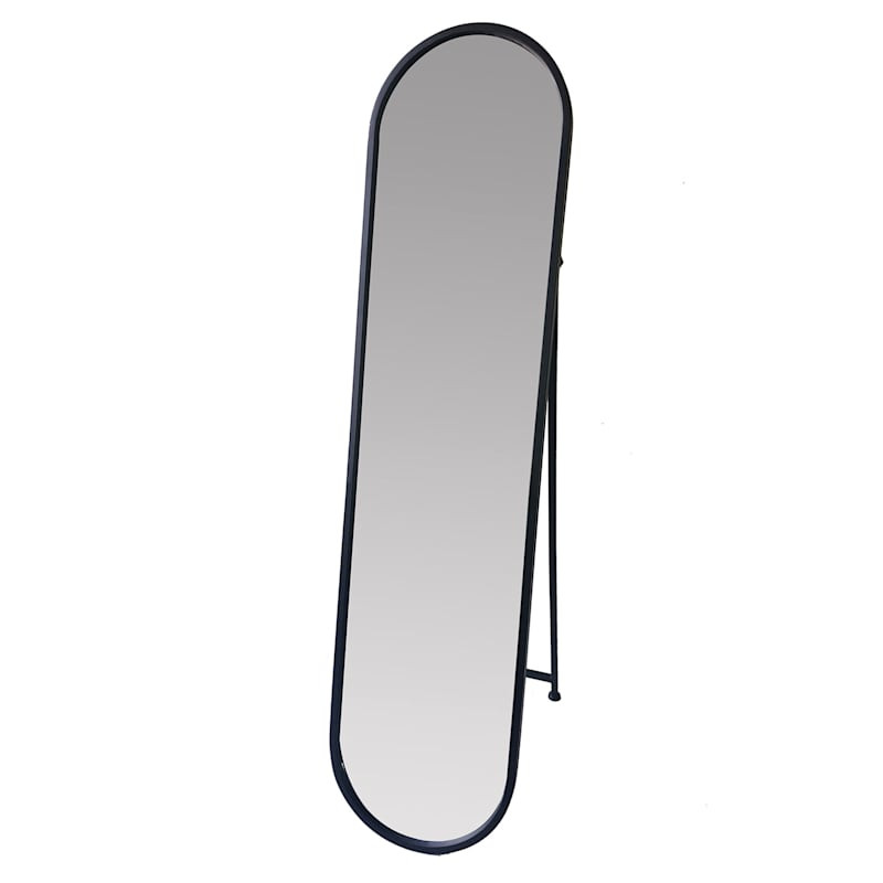 Oval Black Metal Floor Mirror, 15x61 | At Home