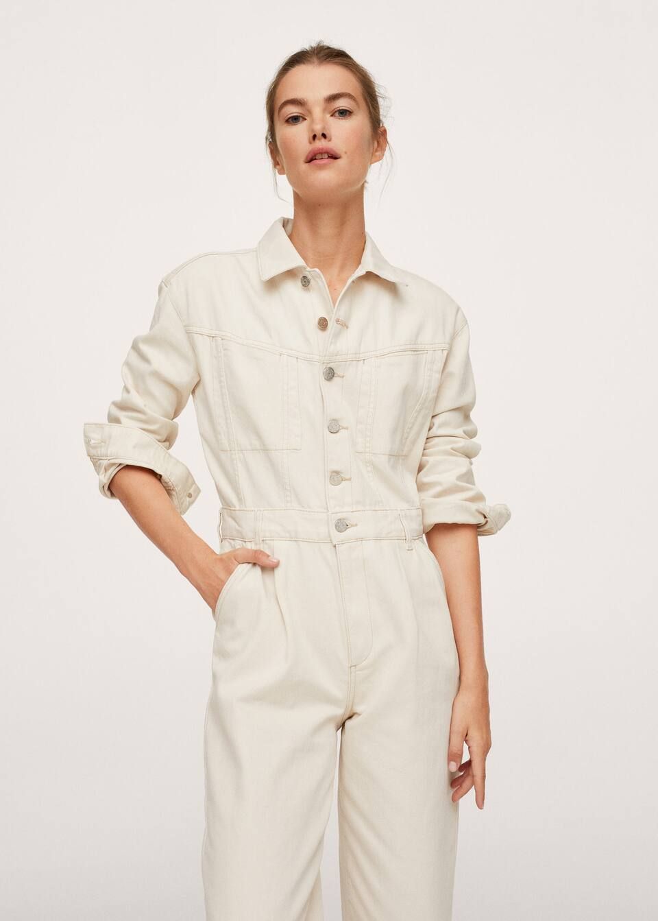 Buttons denim jumpsuit | MANGO (US)