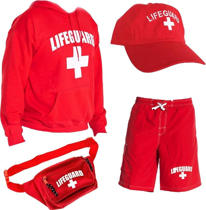 LIFEGUARD Officially Licensed Mens Halloween Costume Combo Pack Hoodie, Shorts, Hat, Fanny Pack | Amazon (US)