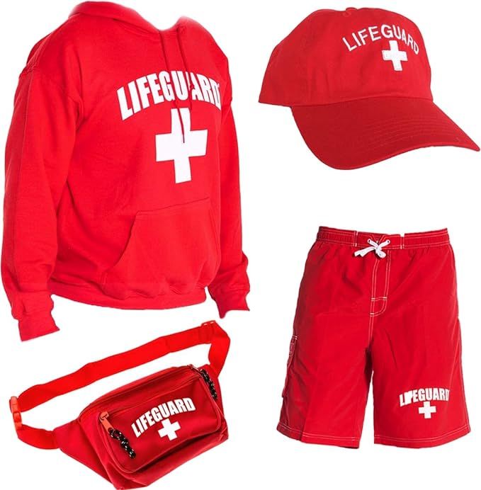 LIFEGUARD Officially Licensed Mens Halloween Costume Combo Pack Hoodie, Shorts, Hat, Fanny Pack | Amazon (US)