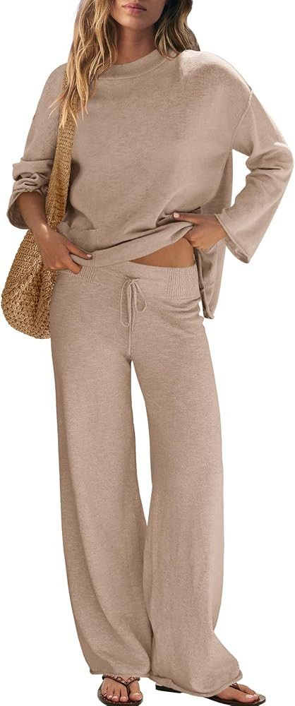 Yanekop Womens Sweater Sets Oversized Two Piece Lounge Set 2 Piece Knit Pants Sets Fall Pajama Se... | Amazon (US)