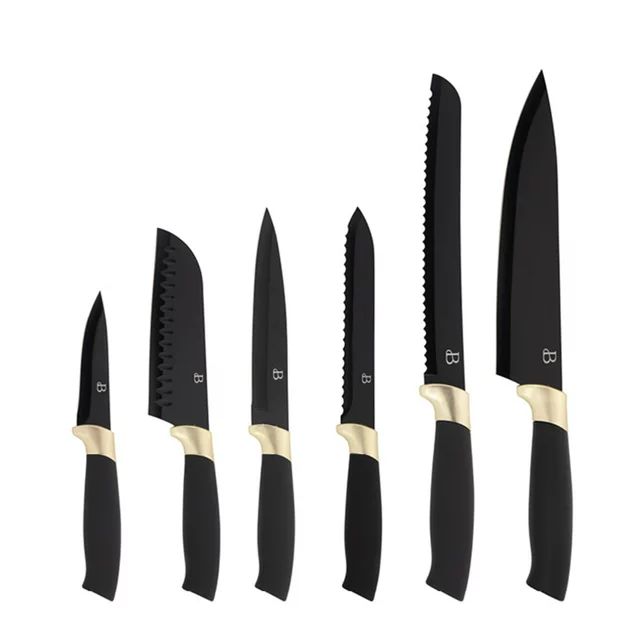 Beautiful 6 Piece Stainless Steel Knife Set in Black Champagne Gold By Drew Barrymore | Walmart (US)
