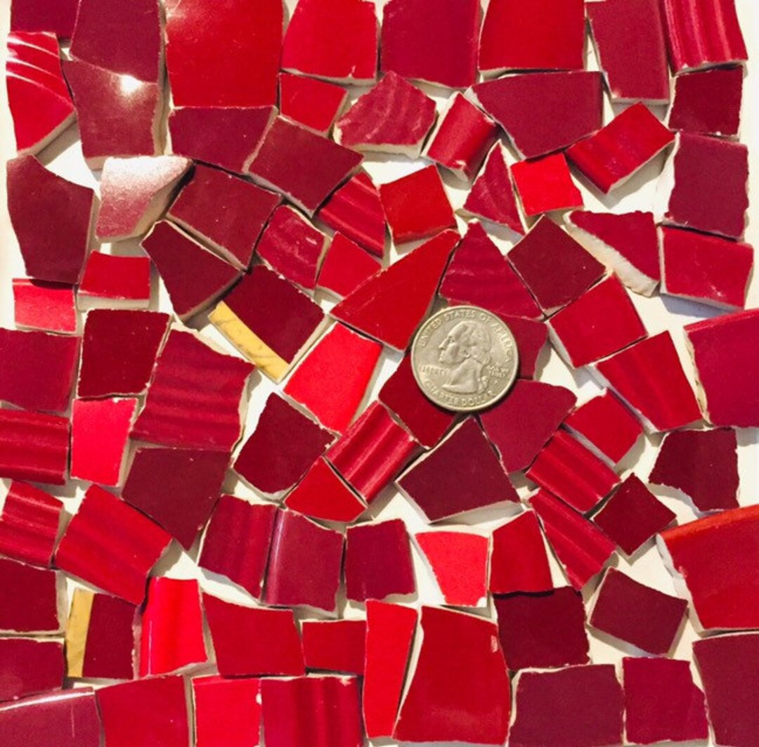 Mosaic Art and Craft Supply Recycled Broken China Tiles - Mixed Shades of Dark Red Stoneware and ... | Etsy (US)