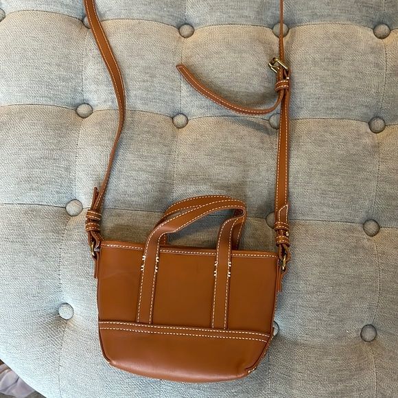 J.CREW Brown/Tan Mini Montauk tote in leather small purse carry all crossbody | Poshmark