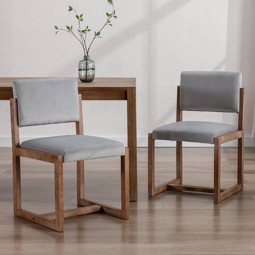 LukeAlon Vintage Velvet Dining Chairs Set of 2, Farmhouse Open Back Kitchen Side Chairs with Soli... | Amazon (US)