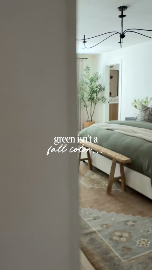 “Green isn’t a fall color…” okay, but this olive bedding might disagree.