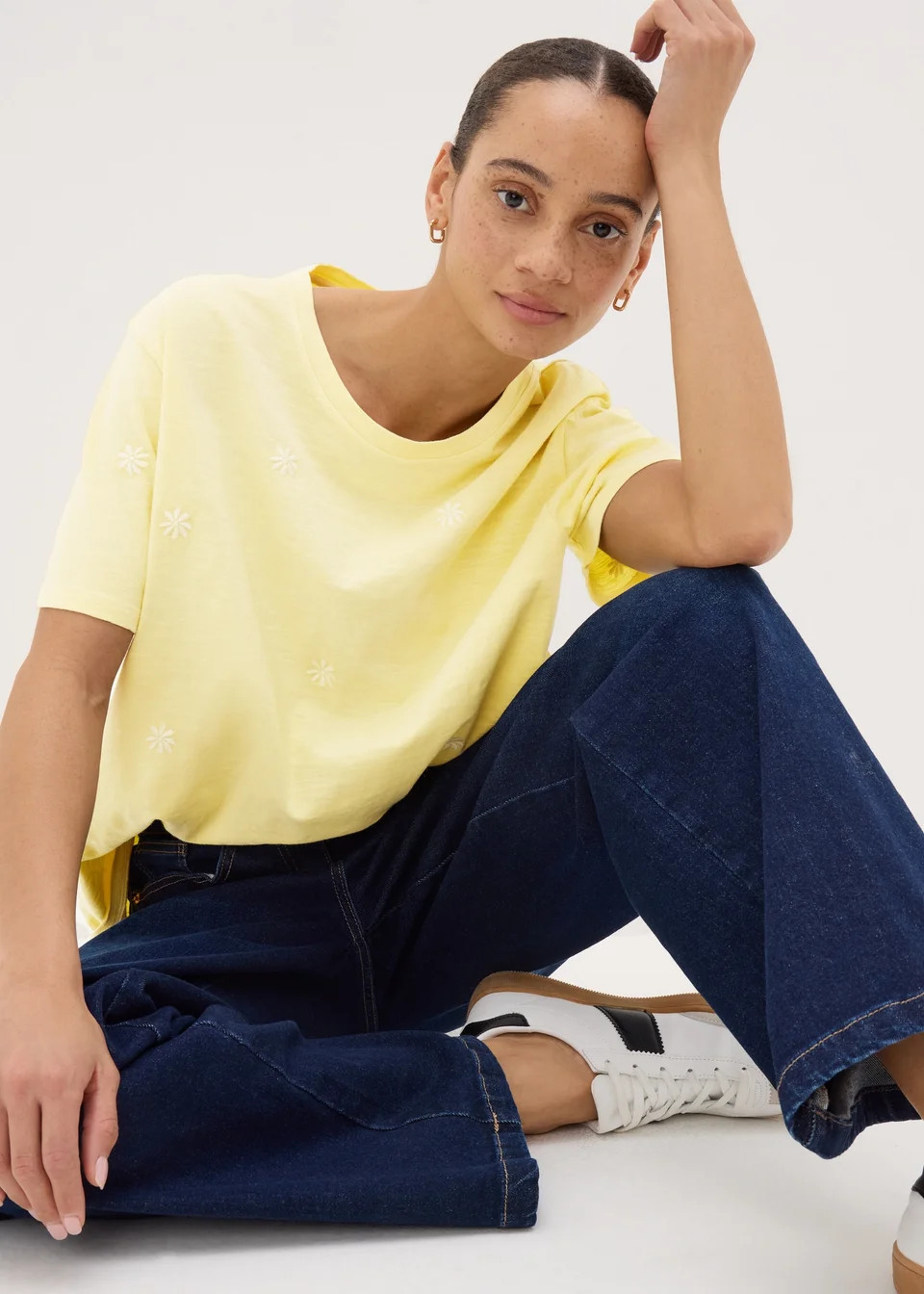 Yellow Embroidered Floral T-Shirt - Extra Large | Matalan (UK)