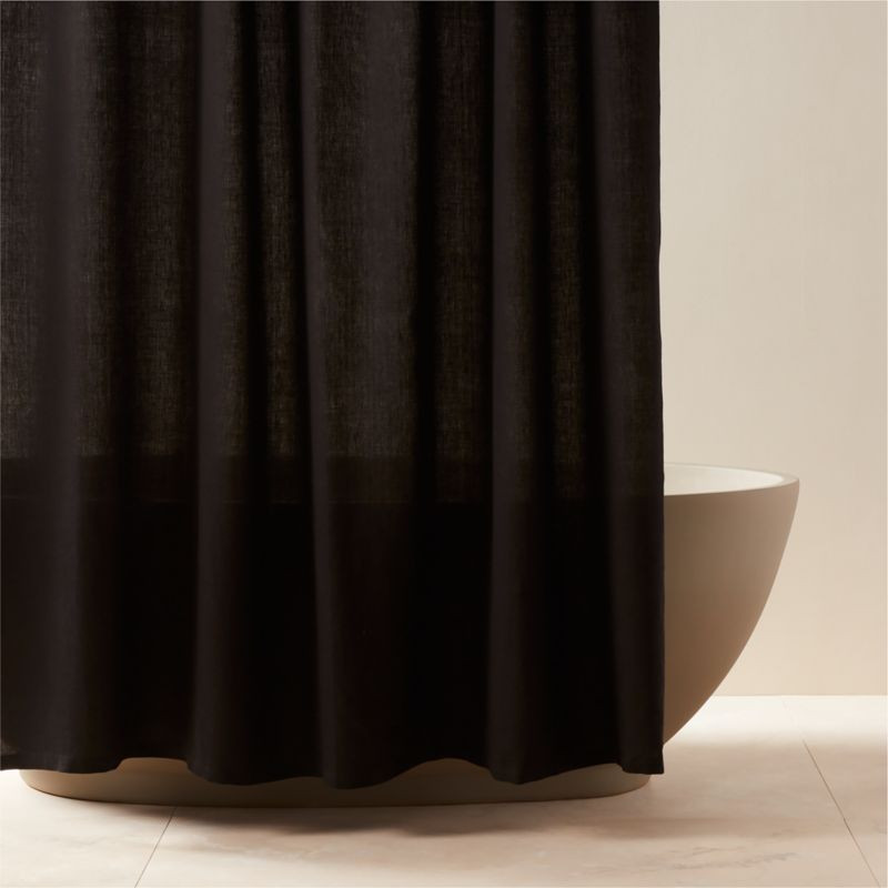 Ira Black Solid Linen Shower Curtain 84" + Reviews | CB2 | CB2