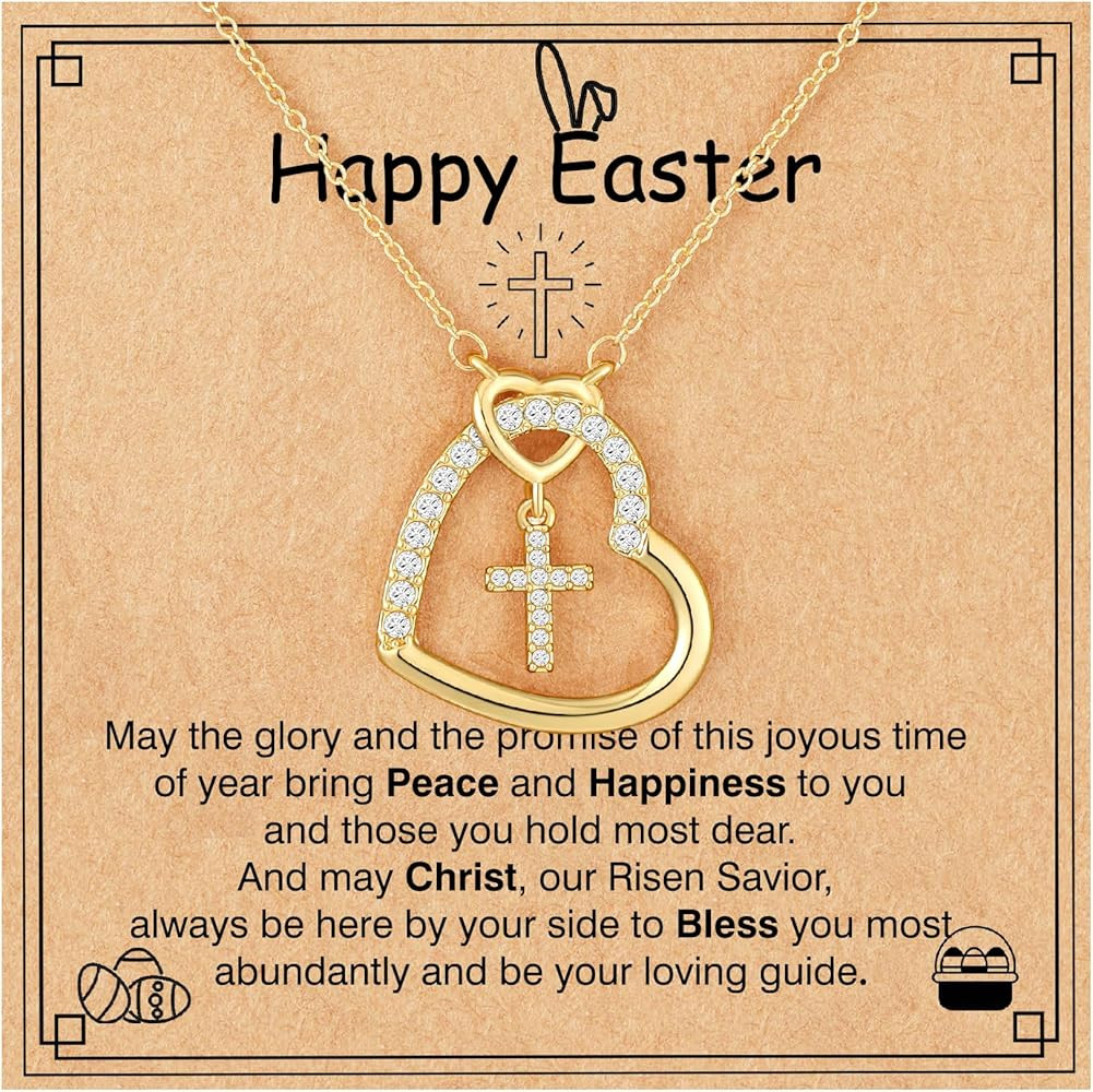 Easter Basket Stuffers Confirmation First Communion Cross Necklace for Girls Daughter Granddaught... | Amazon (US)
