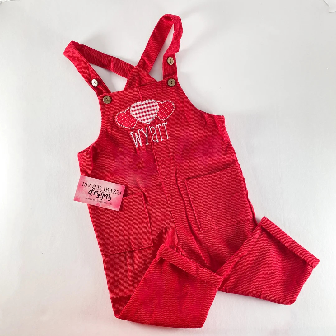 Valentines Day Toddler Outfit for Boys or Girls Overalls Jumpsuit Corduroy Tallall With Personali... | Etsy (US)